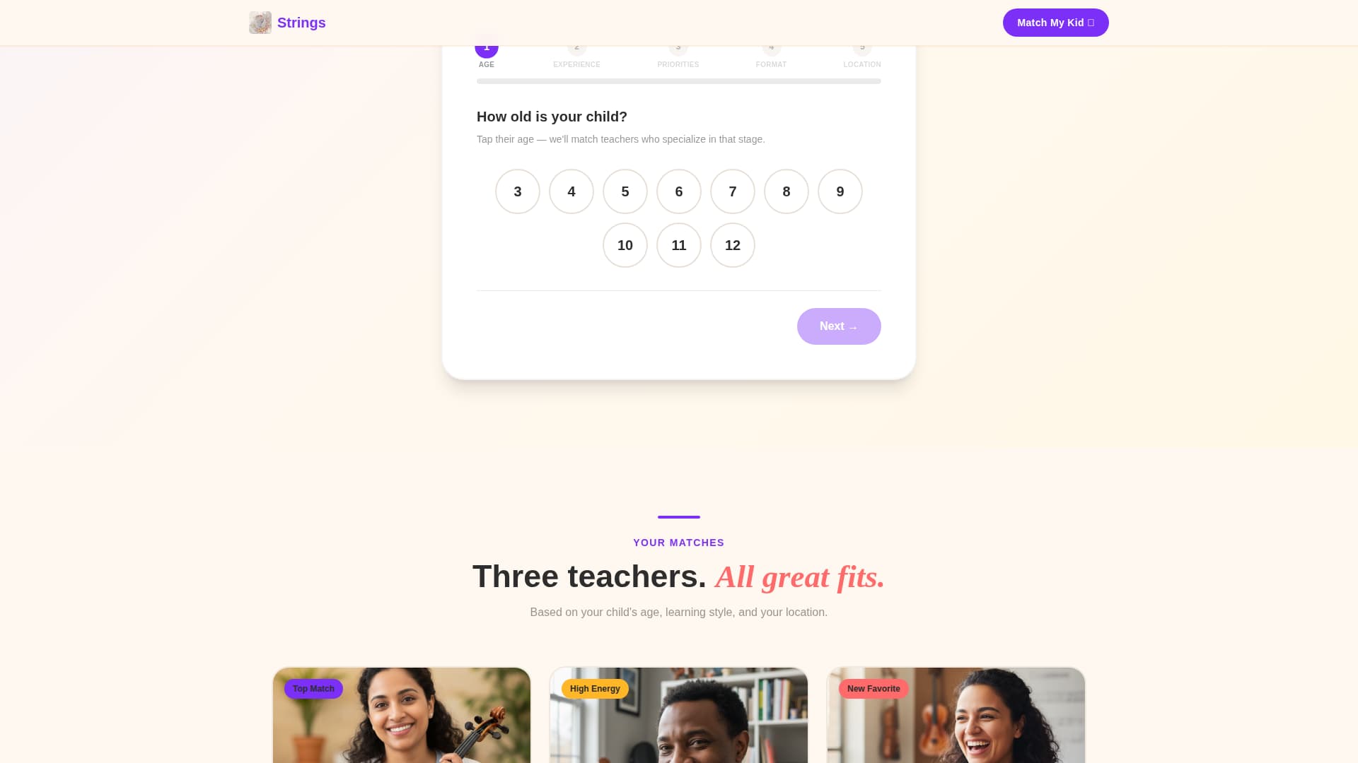 Kids Violin Specialist Booking Website Template