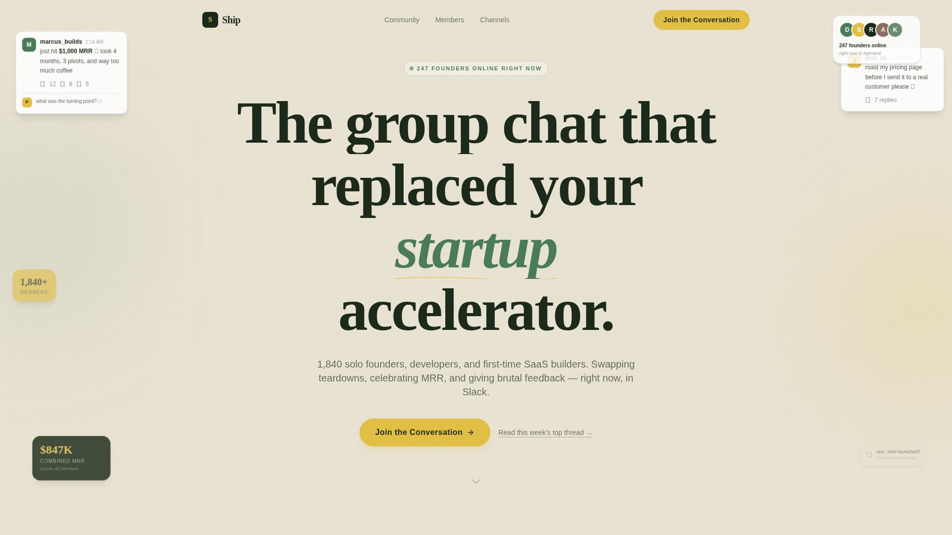 Ship - Thriving Founders Landing Page Template