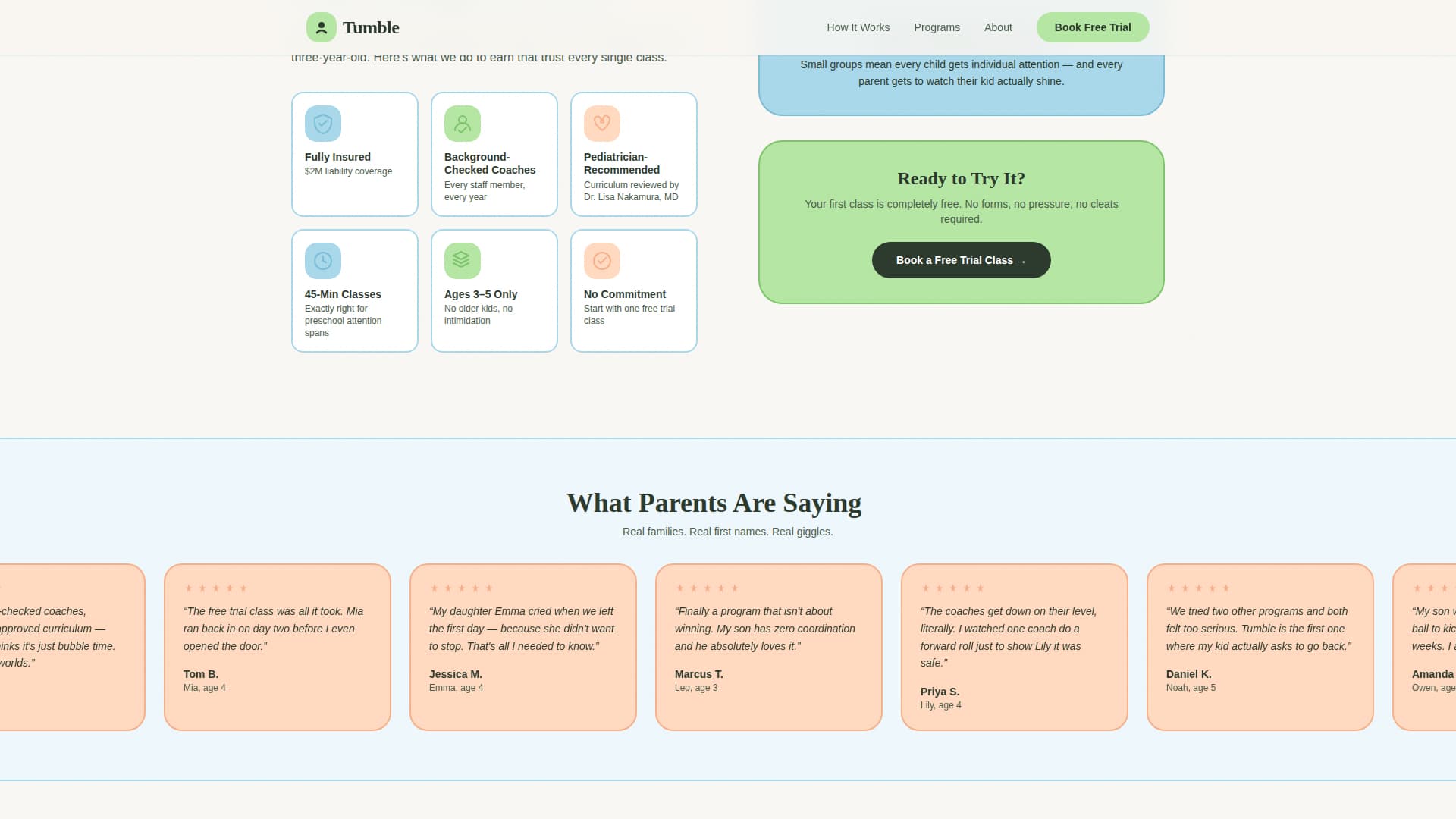 Preschool (3-5) Products & Specialist Booking Website Template