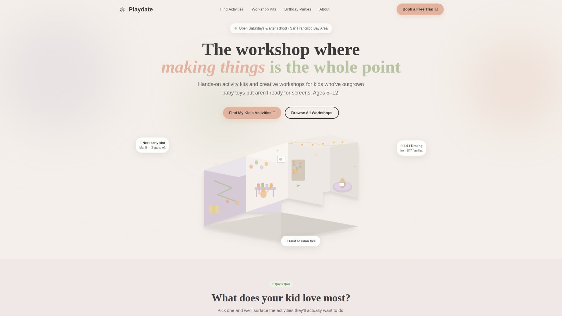 School Age (5-10) Products & Specialist Booking Website Template