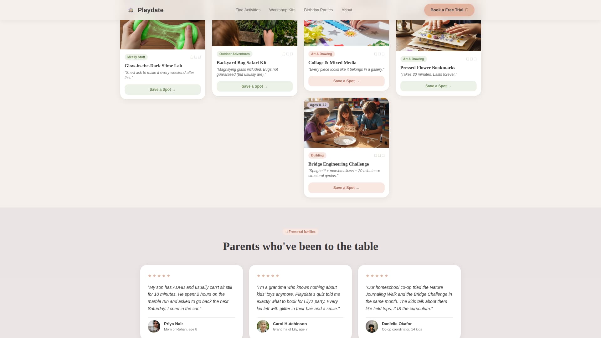 School Age (5-10) Products & Specialist Booking Website Template