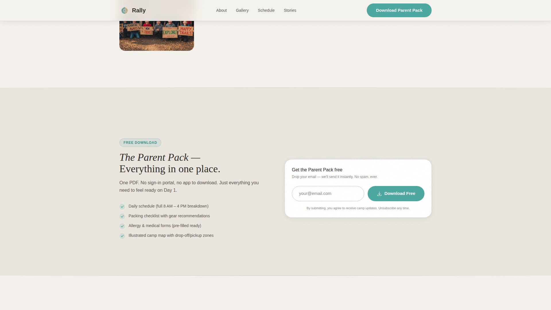 Summer Camp & Outdoor Program Specialist Booking Website Template