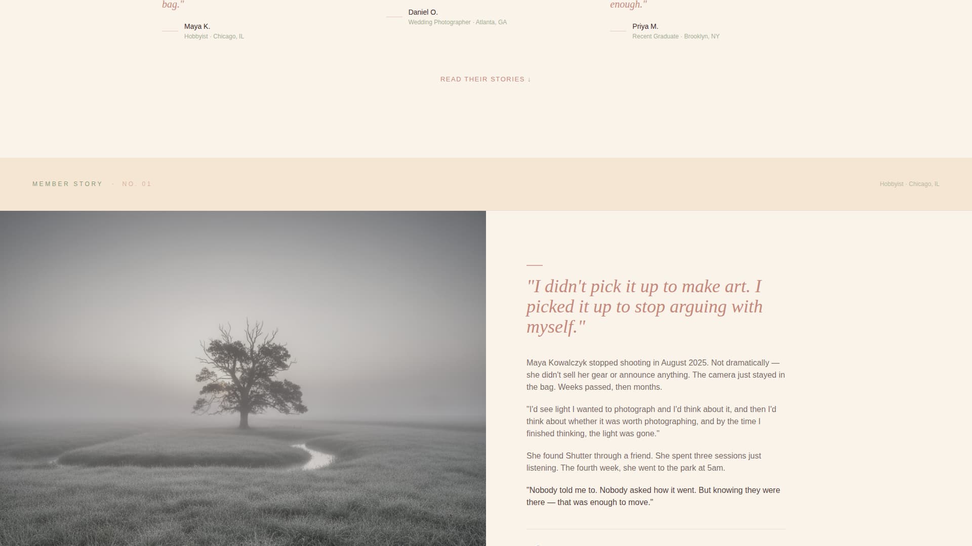 Shutter - Soulful Photographers Landing Page Template