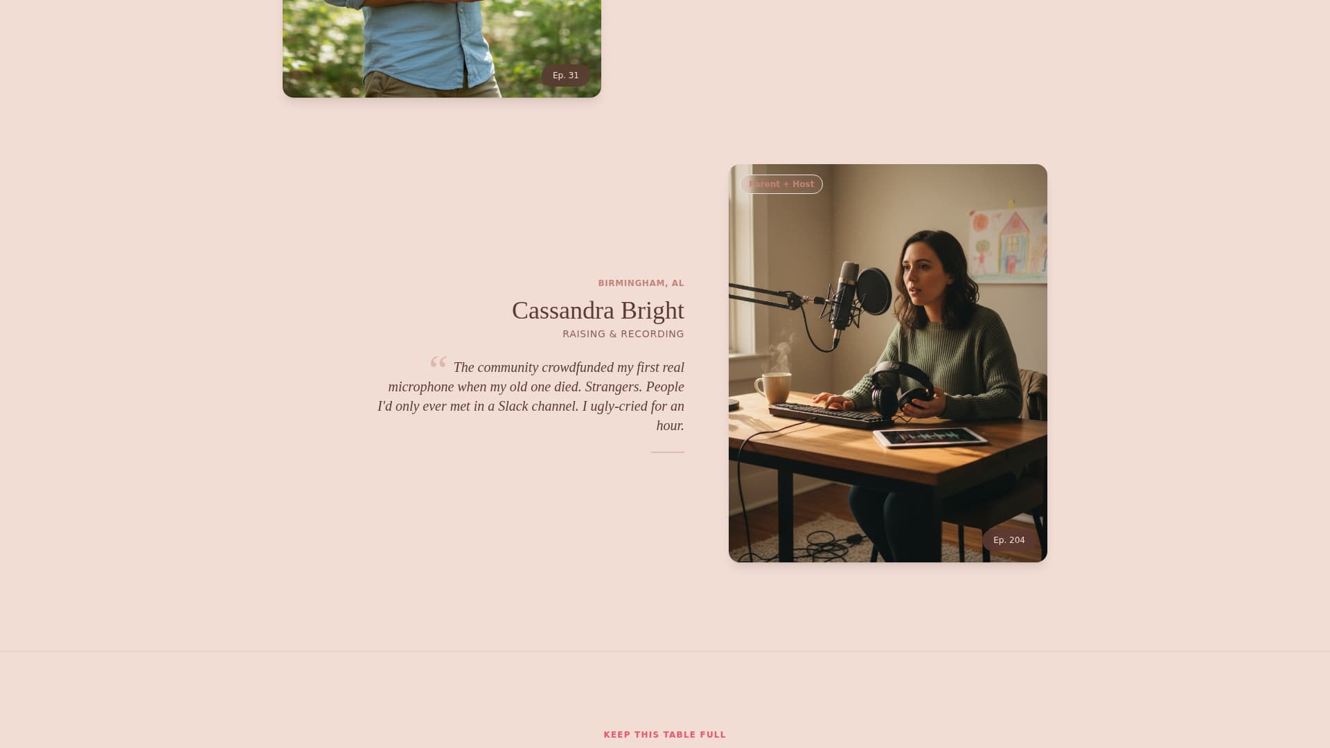 Gather - Heartfelt Podcasters Landing Page Template