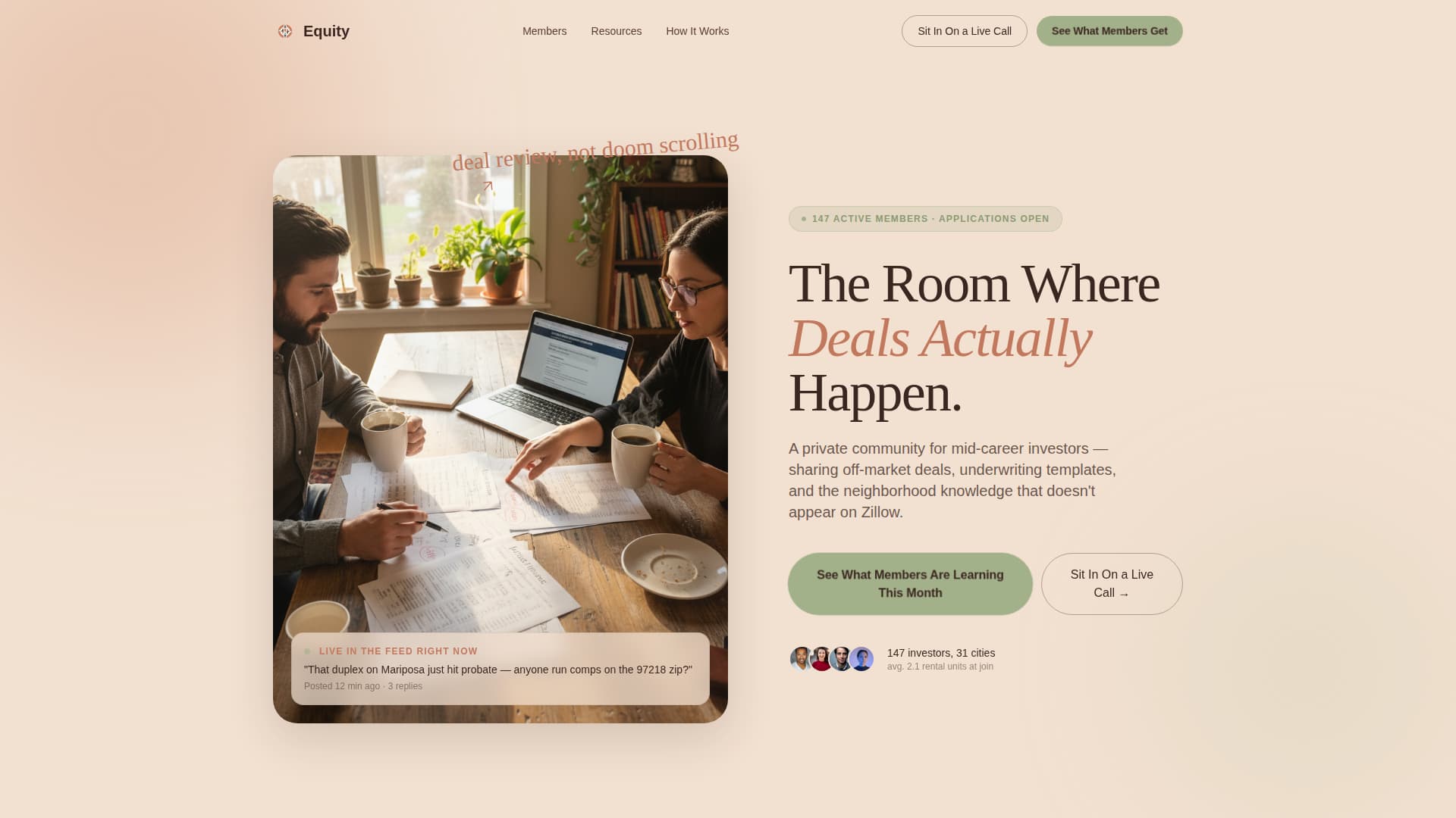 Equity - Warm Realestateinvestors Landing Page Template
