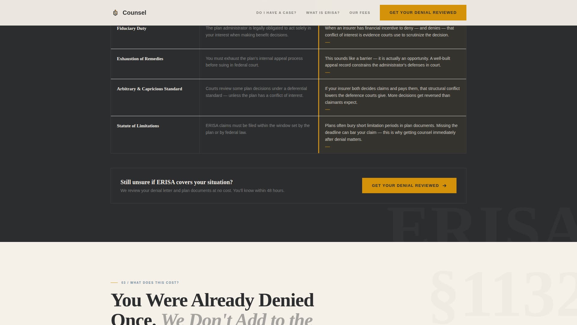 Counsel - Authoritative ERISA Landing Page Template