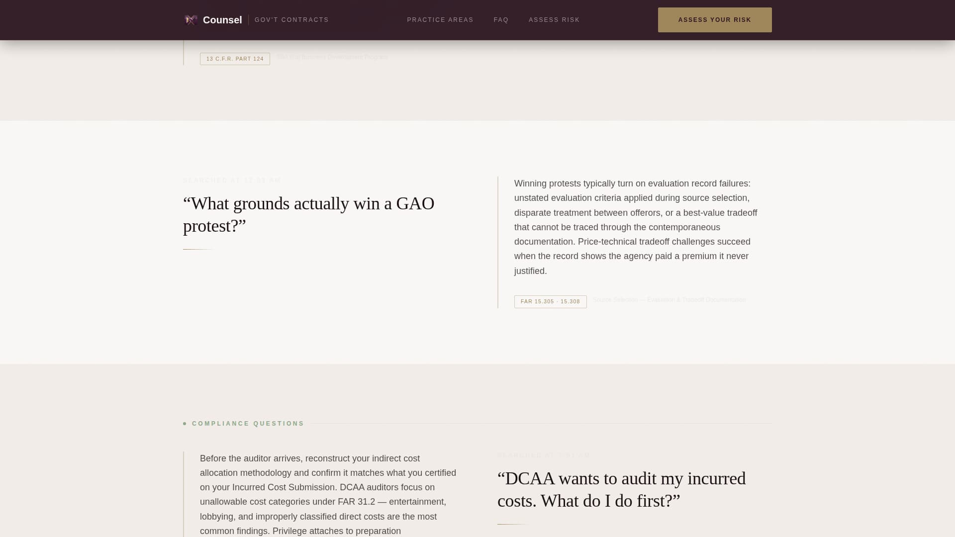 Counsel - Authoritative Governmentcontracts Landing Page Template