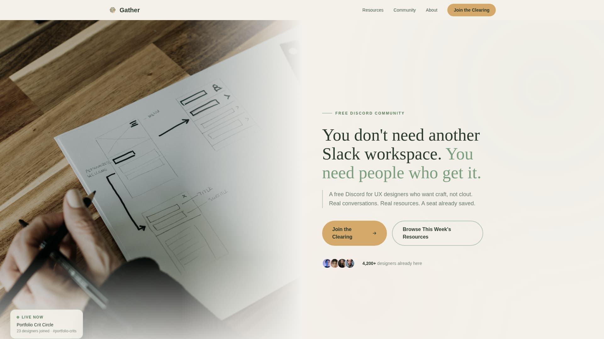 Gather - Welcoming UX Designers Landing Page Template