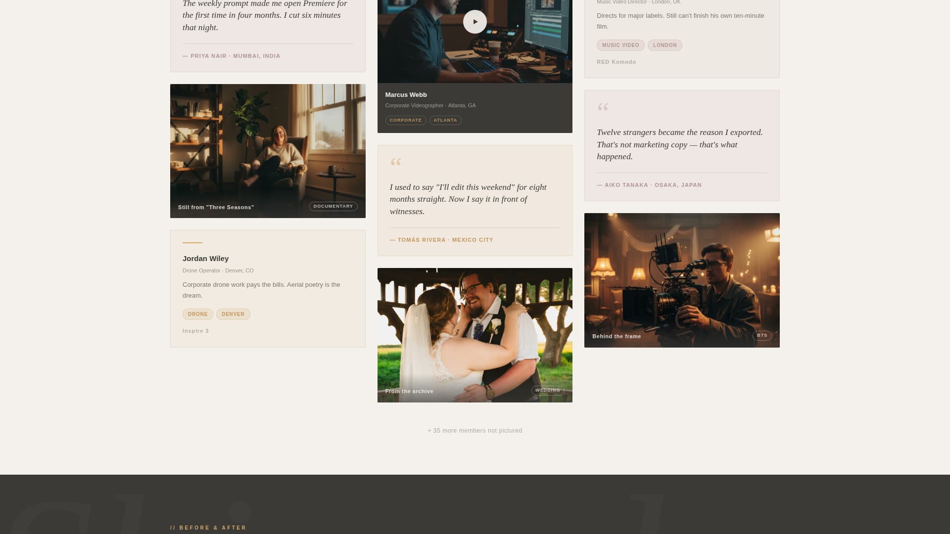 Videographers & Filmmakers Community Specialist Reviews Website Template
