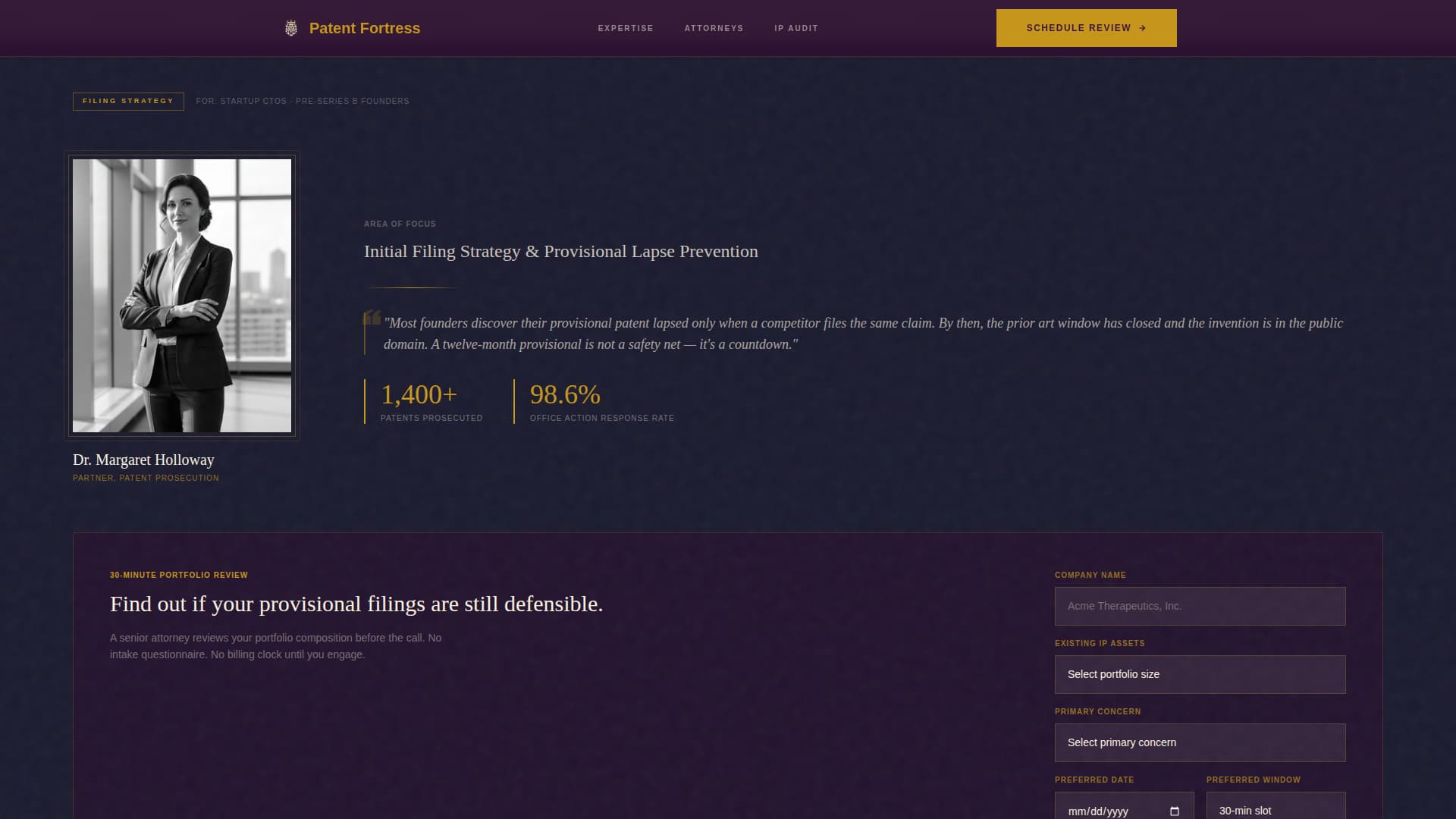 Intellectual Property Booking Website Template
