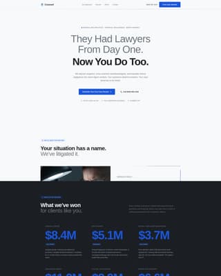 Counsel - Authoritative Malpractice Landing Page Template
