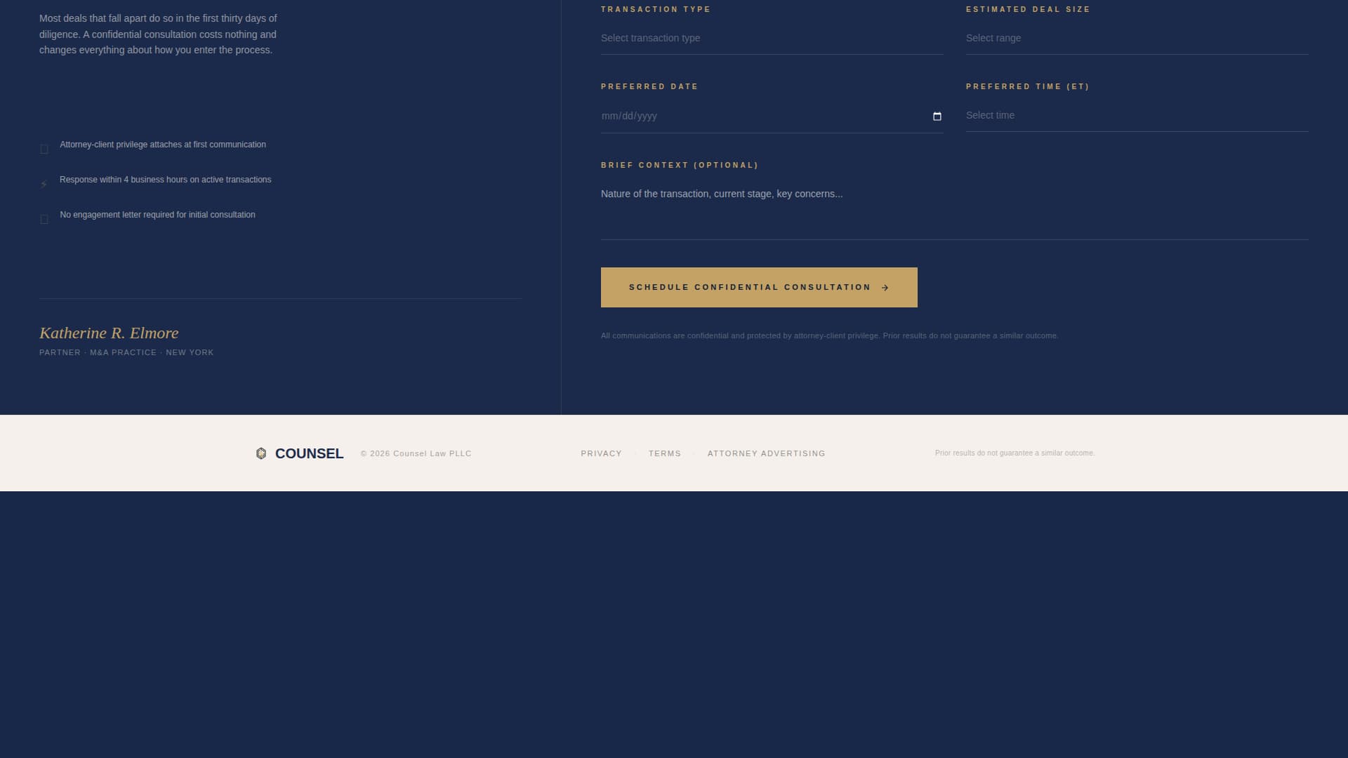 Corporate & Business Law Booking Website Template