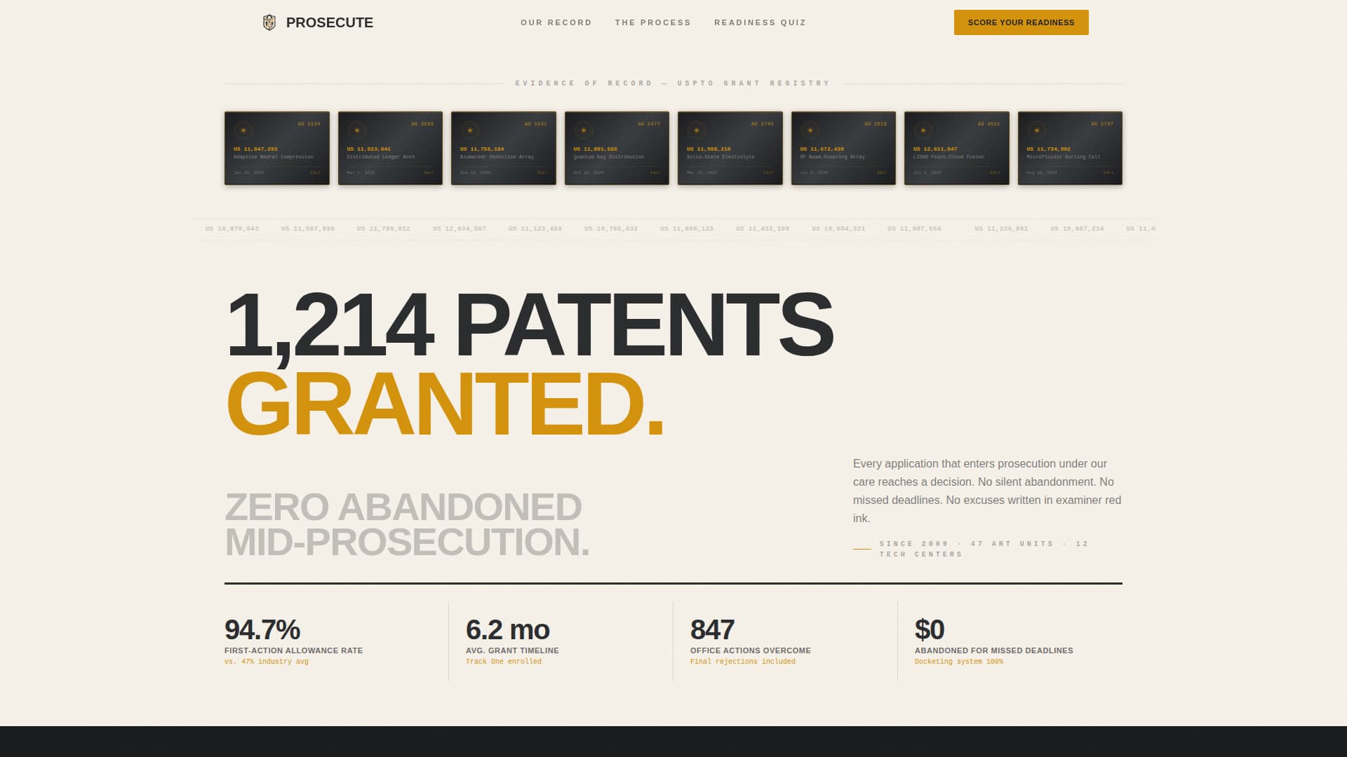 Prosecute - Authoritative Patentprosecution Landing Page Template