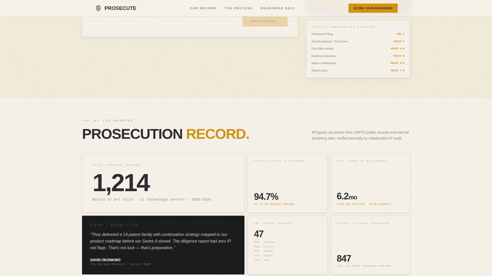 Prosecute - Authoritative Patentprosecution Landing Page Template