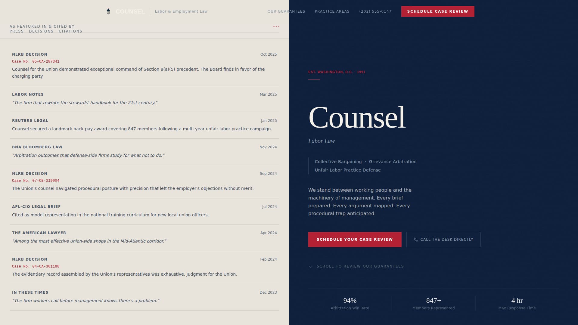 Employment & Labor Law Specialist Booking Website Template