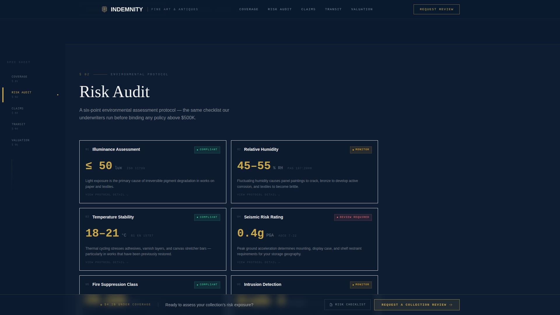 Indemnity - Bespoke Artinsurance Landing Page Template