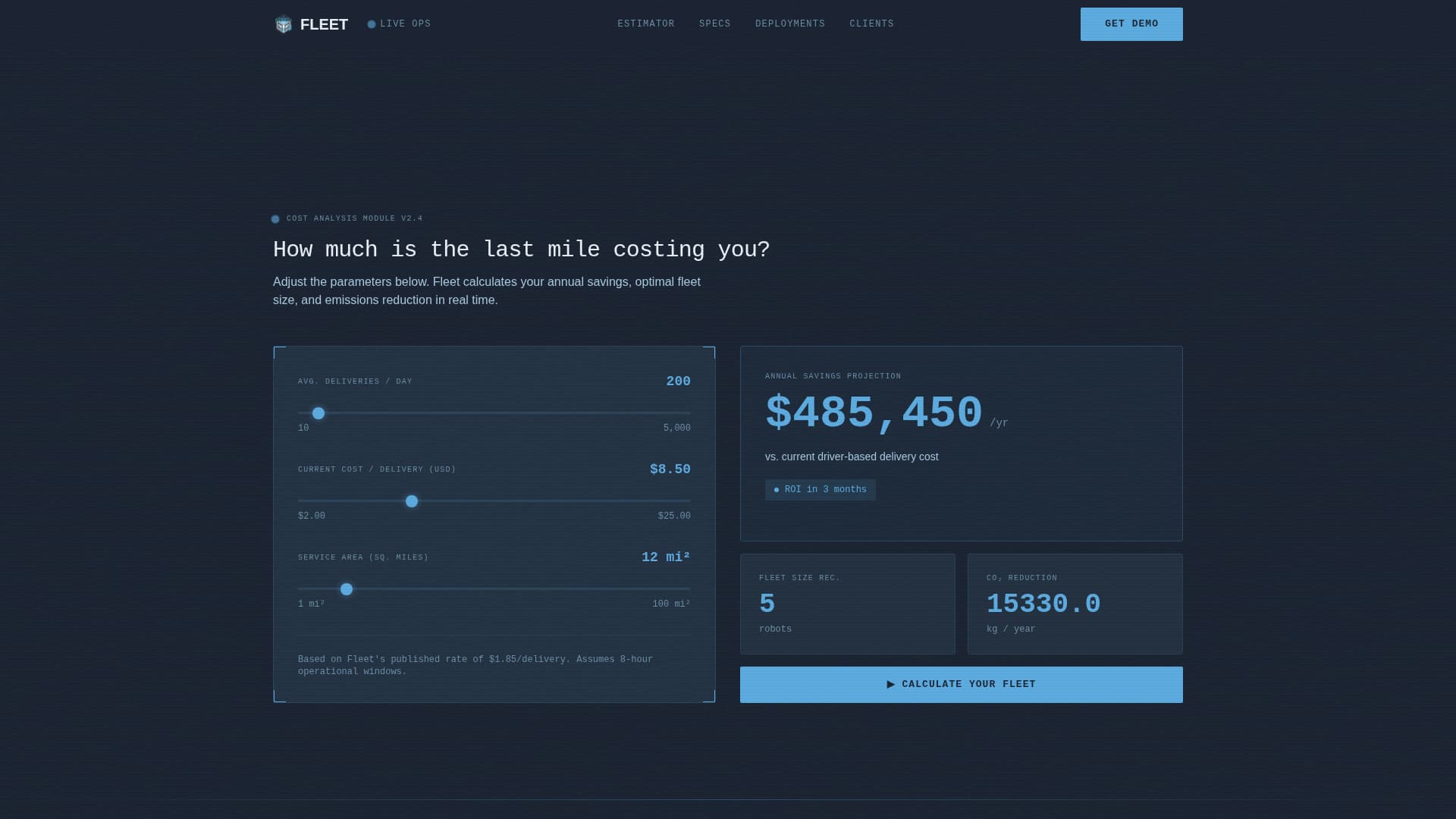 Last-Mile & Delivery Cost Calculator Website Template