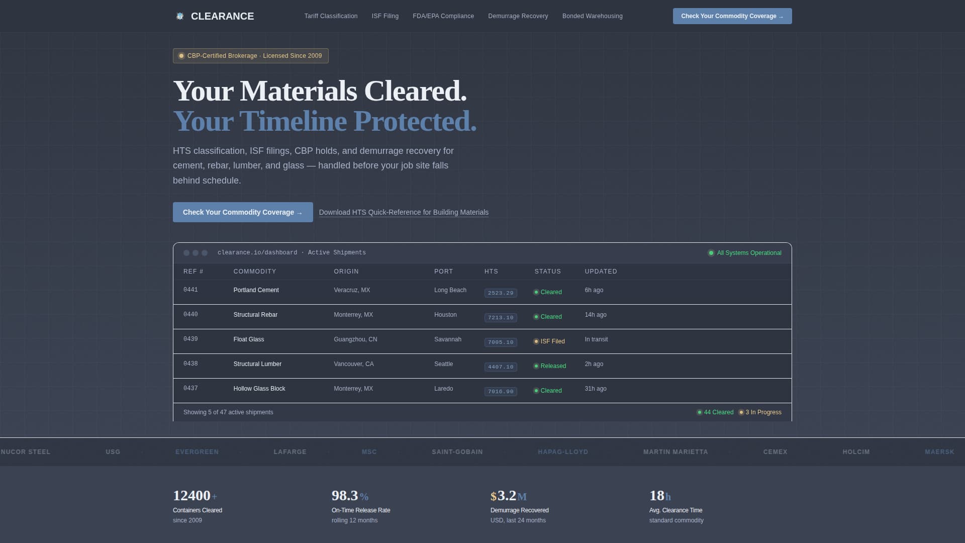 Clearance — Efficient Import-Export Landing Page Template