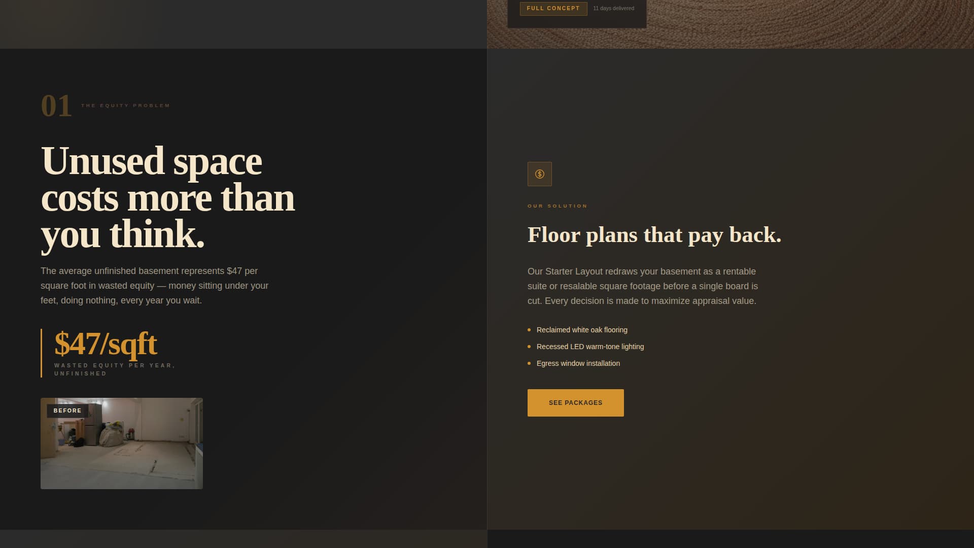 Basement Renovation Pricing Website Template