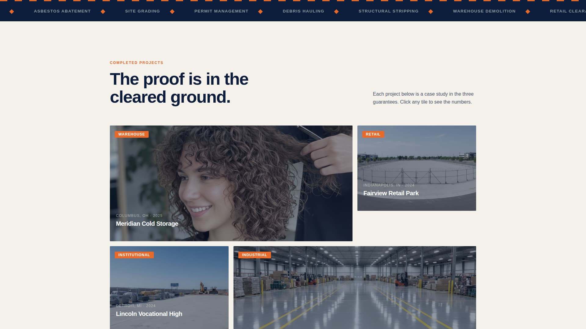 Demolition & Site Work Reviews & Social Proof Website Template