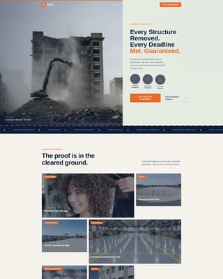 Demolition & Site Work Reviews & Social Proof Website Template