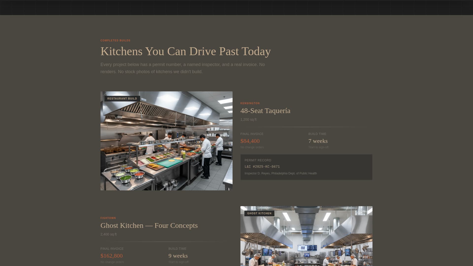 Specialty Construction Pricing & Packages Website Template
