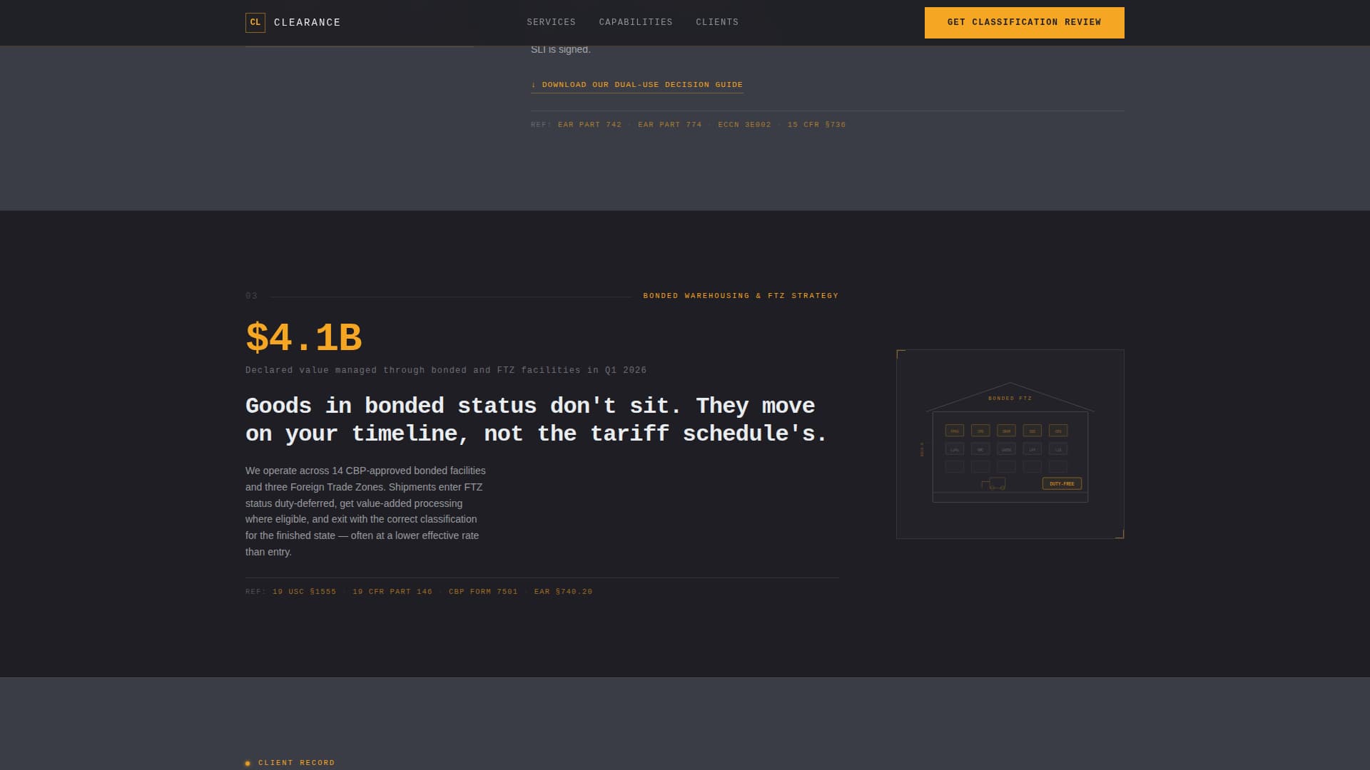Clearance — Elite Import Export Compliance Landing Page Template