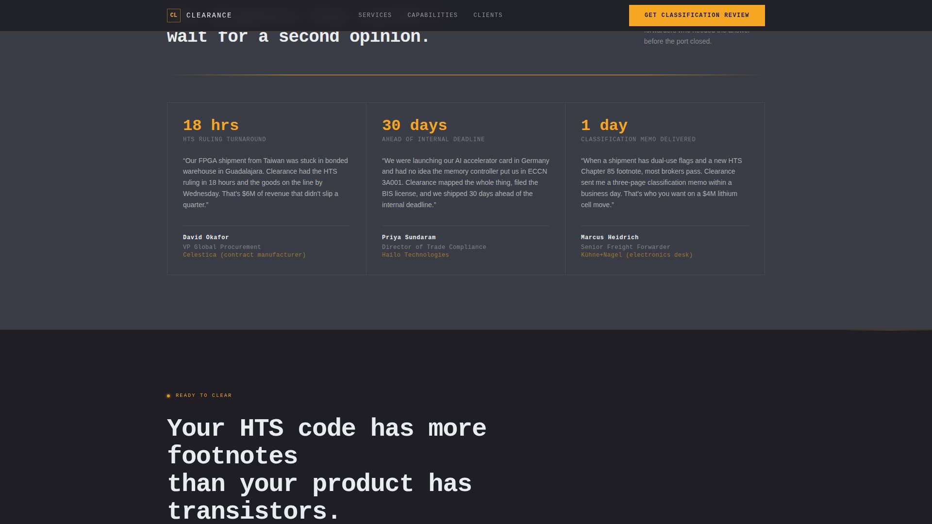 Clearance — Elite Import Export Compliance Landing Page Template