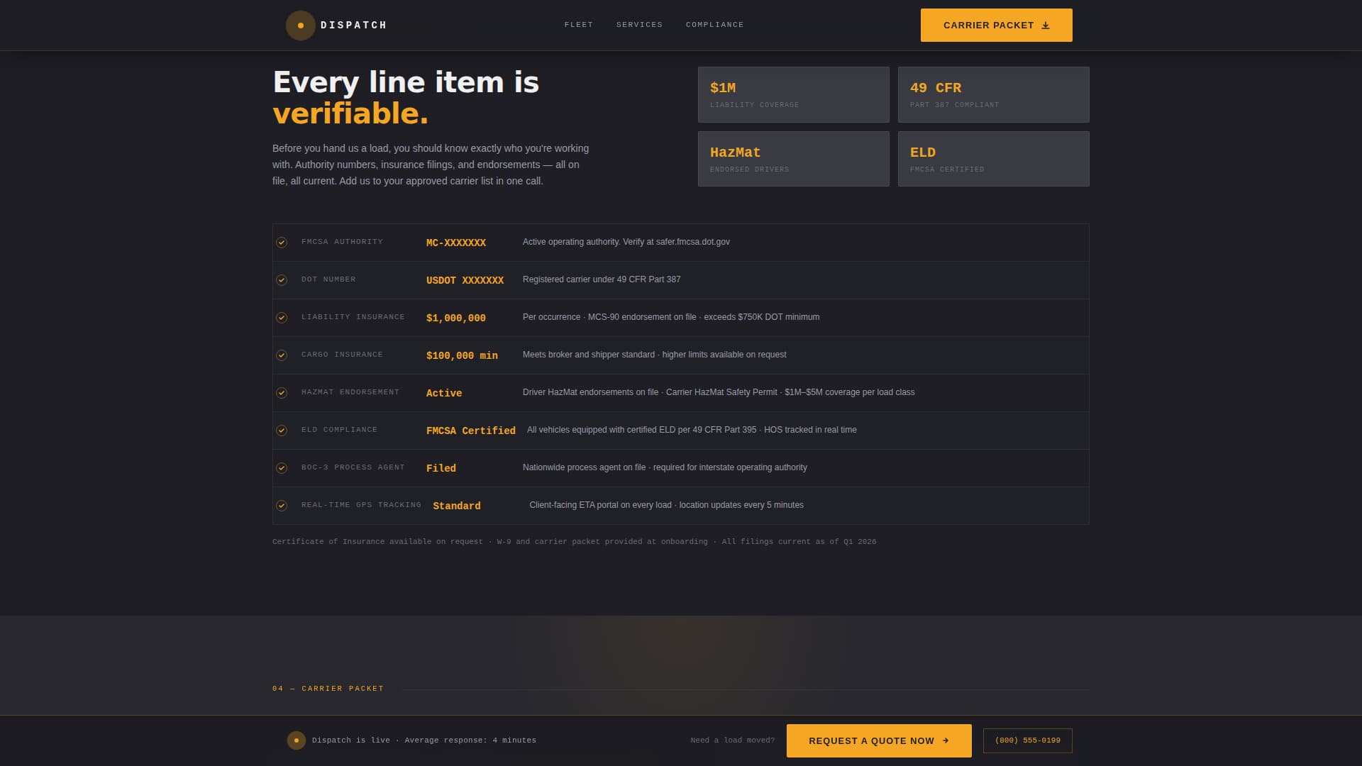 Freight & Cargo Privacy Policy Website Template