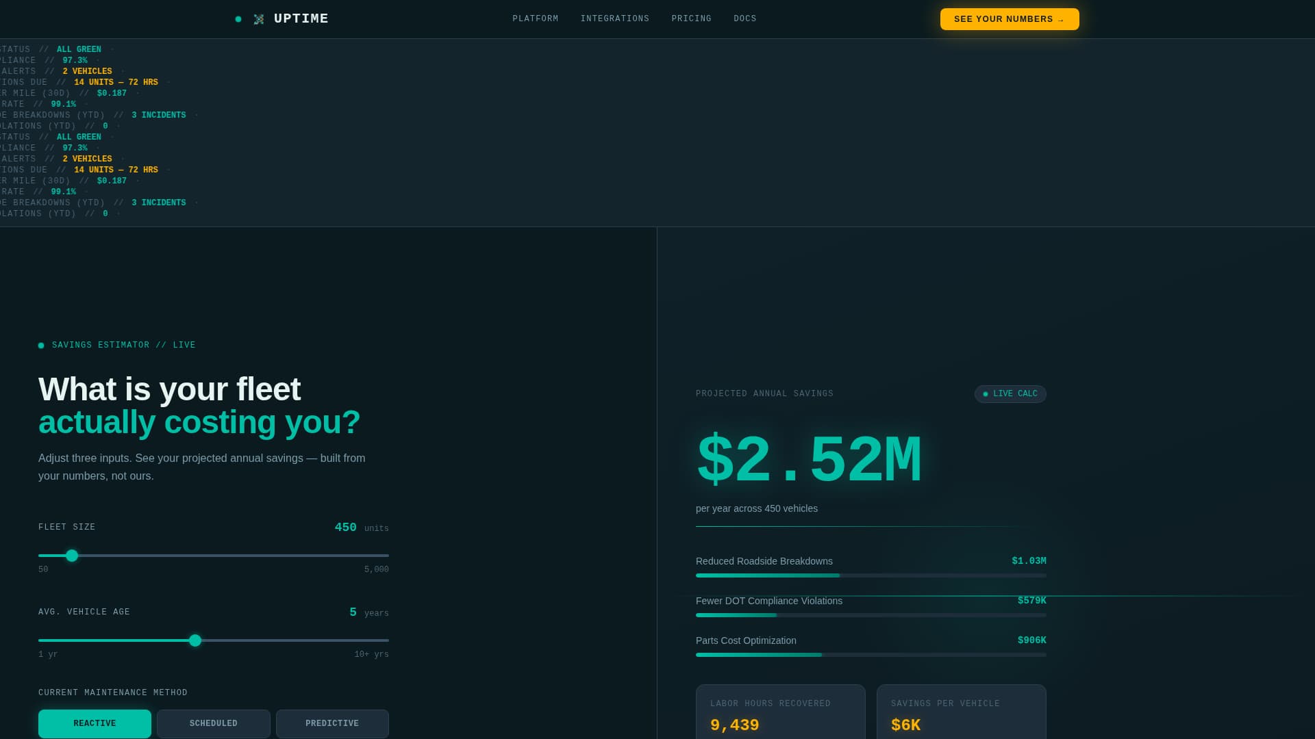 Fleet & Transportation Management Cost Calculator Website Template