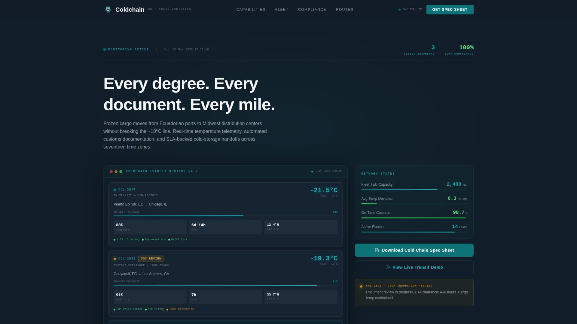 Coldchain — Expert Temperature-Control Landing Page Template