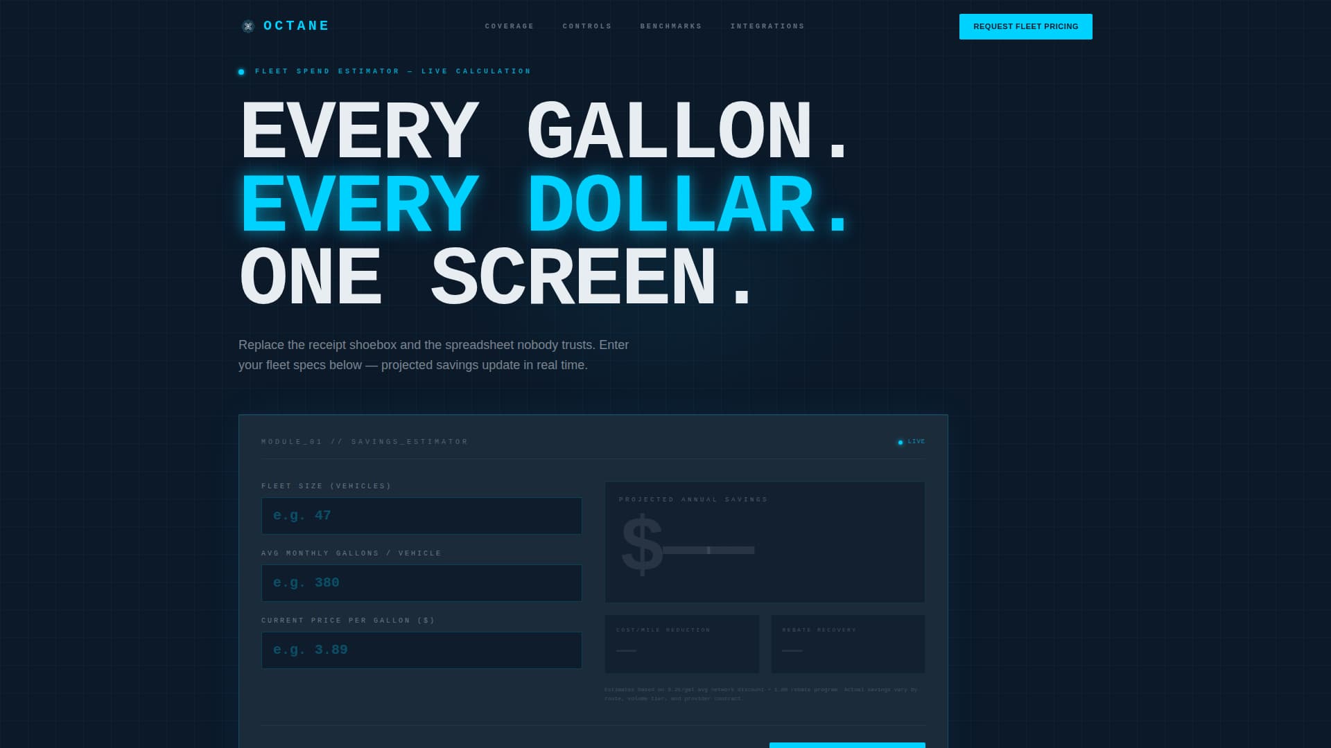 Specialist Fleet & Transportation Management Cost Estimator Website Template