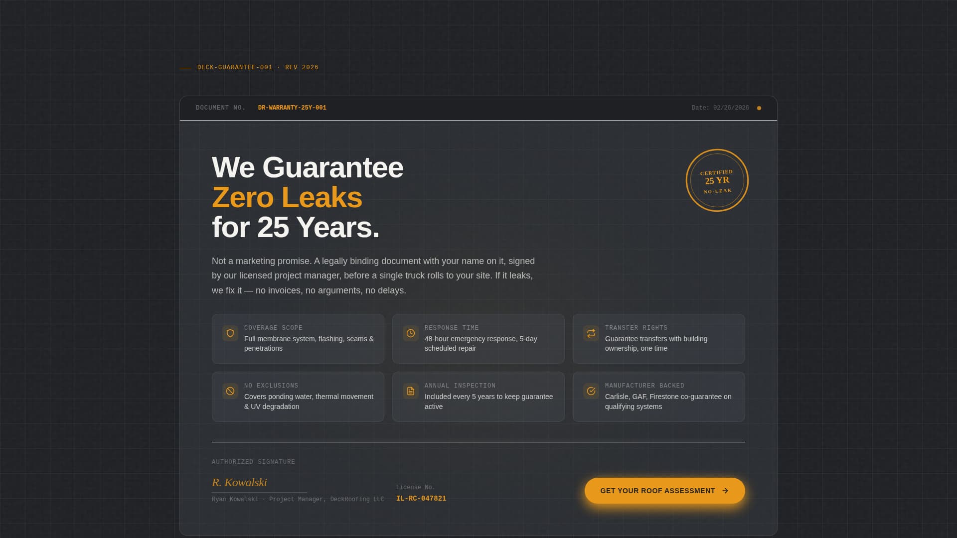 Commercial Roofing Contractor Website Template with Guarantee