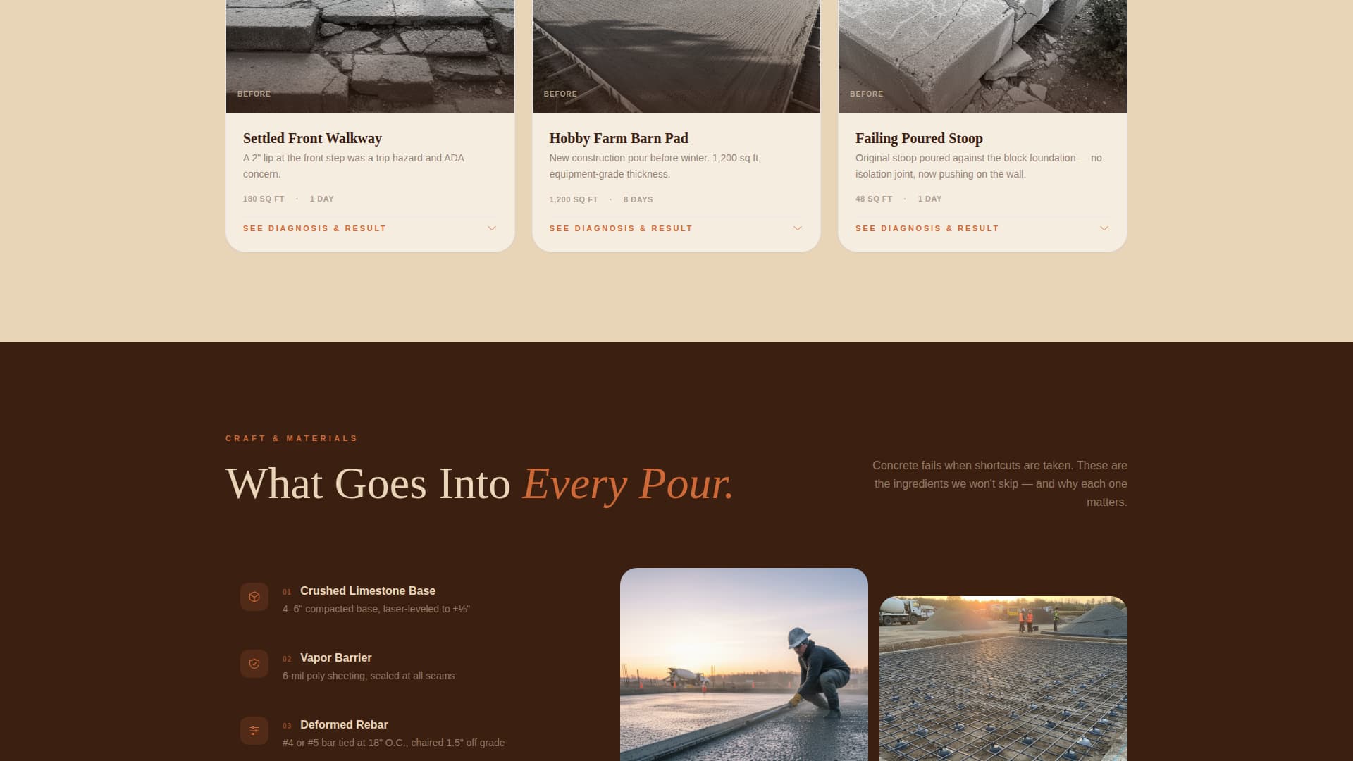 Concrete Products Portfolio & Case Study Website Template
