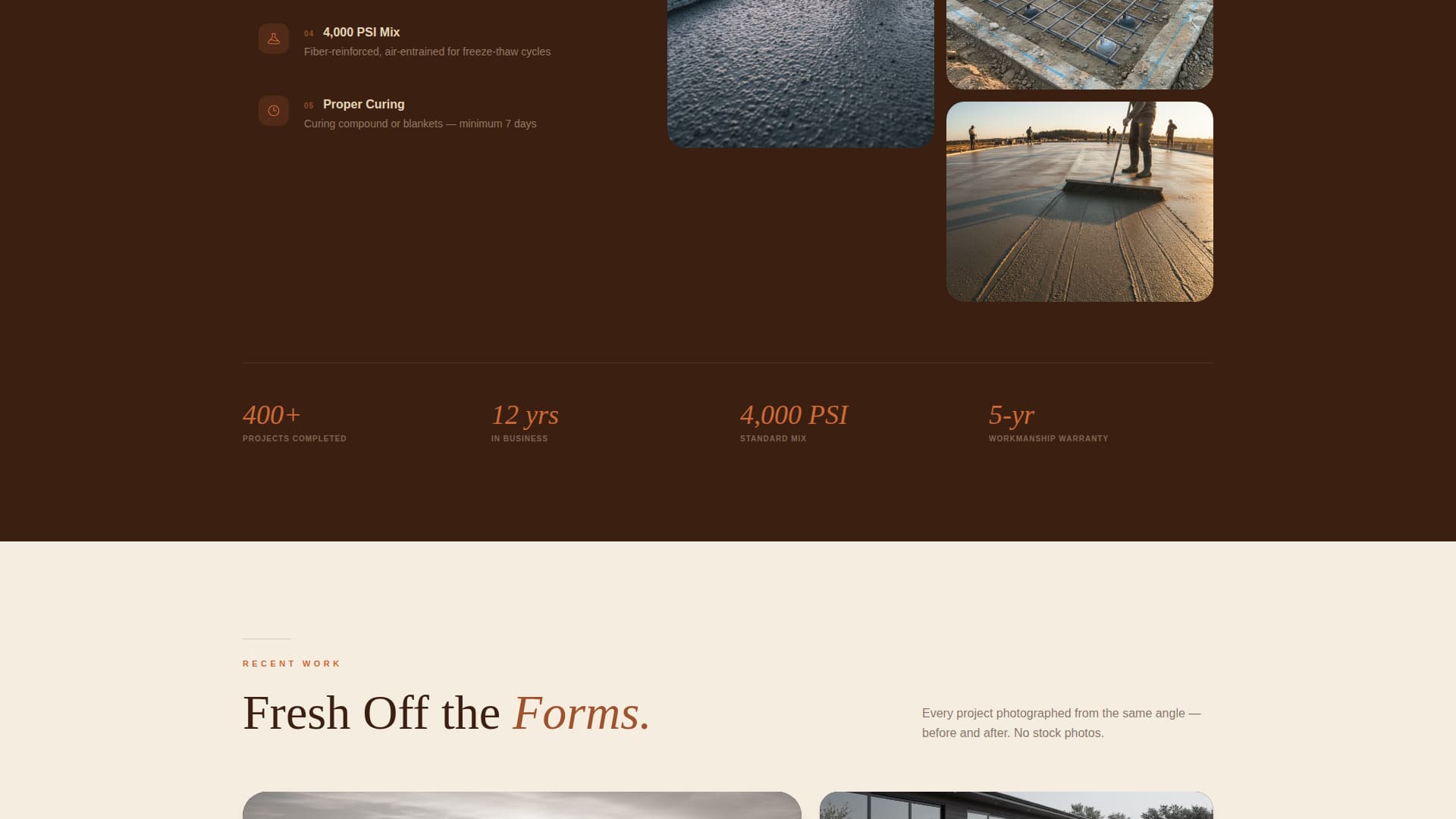 Concrete Products Portfolio & Case Study Website Template