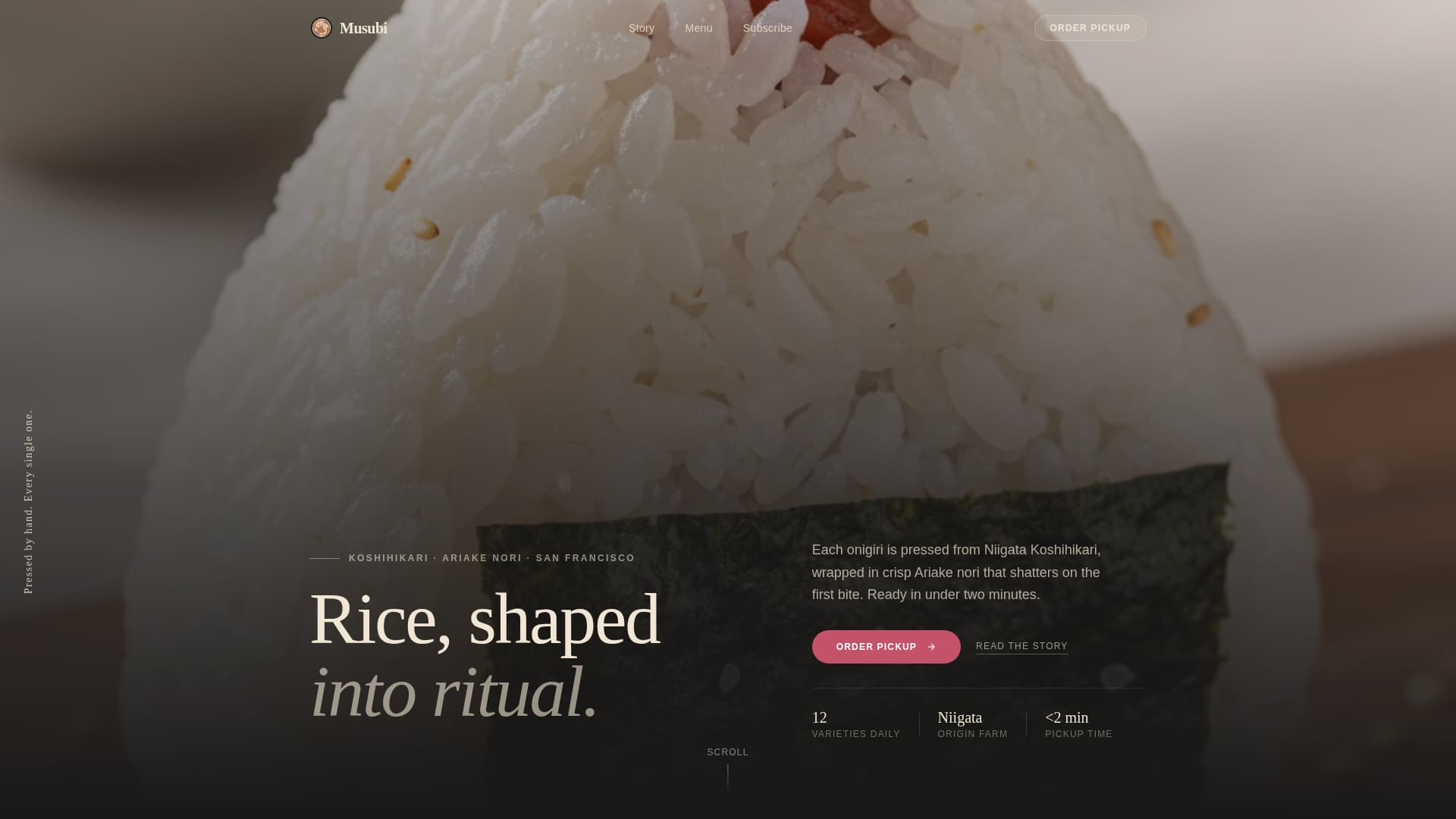 Musubi - Artisan Onigiri Landing Page Template