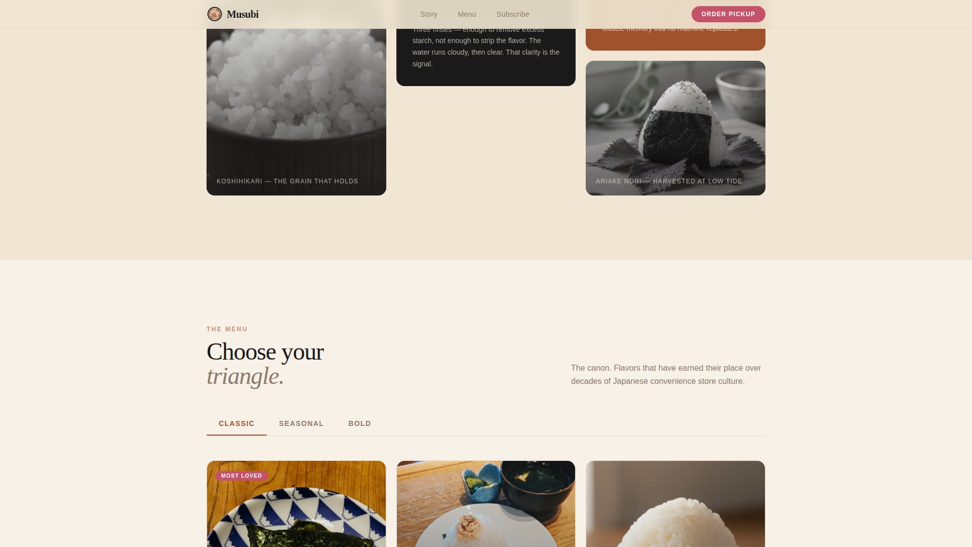 Musubi - Artisan Onigiri Landing Page Template