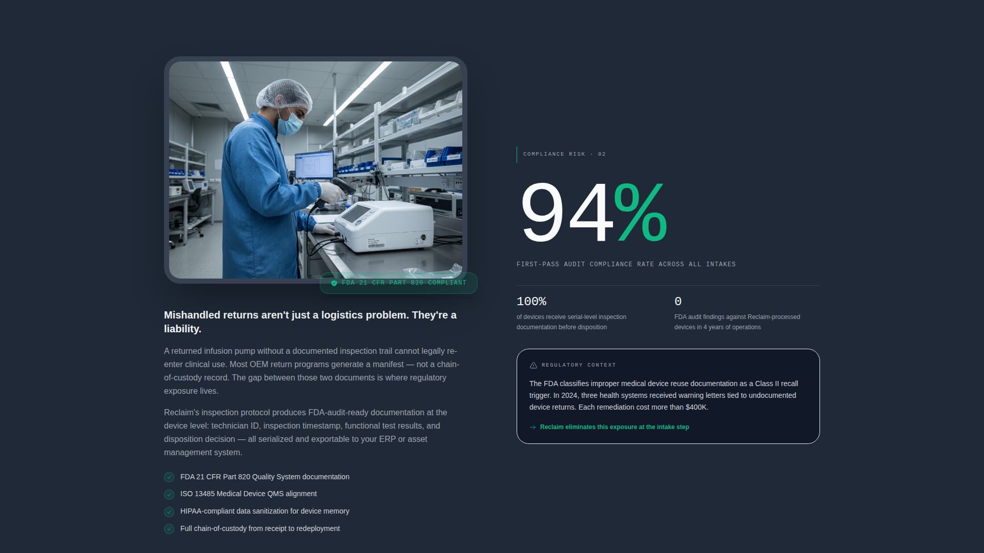Reclaim - Precision Medicallogistics Landing Page Template