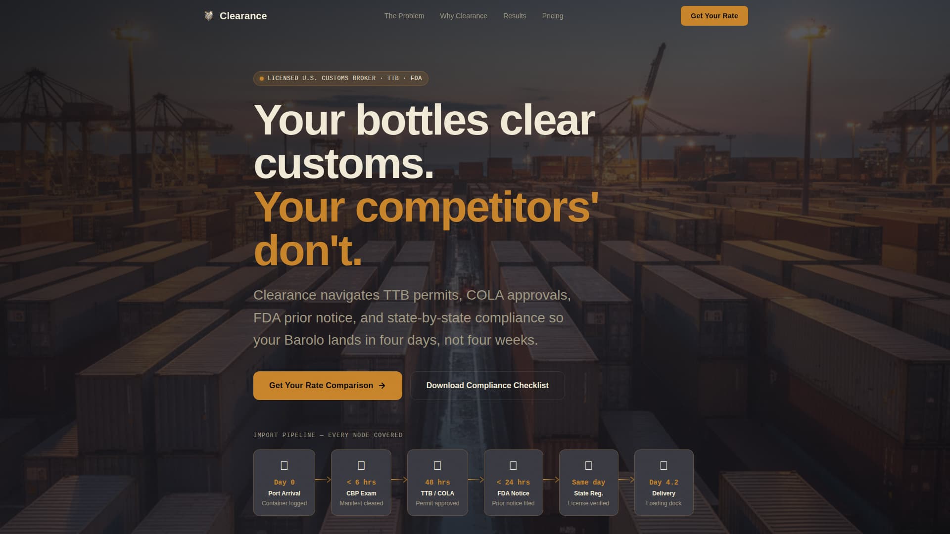 Clearance — Reliable Trade-Compliance Landing Page Template