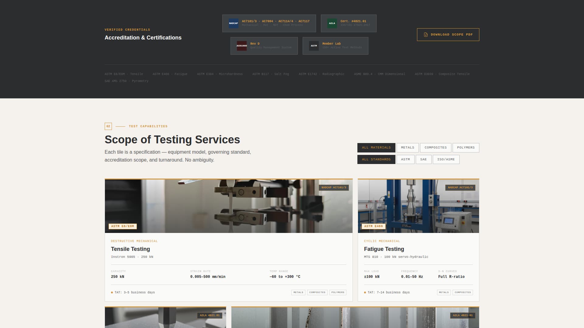 Aerospace Testing & Quality Laboratory Website Template