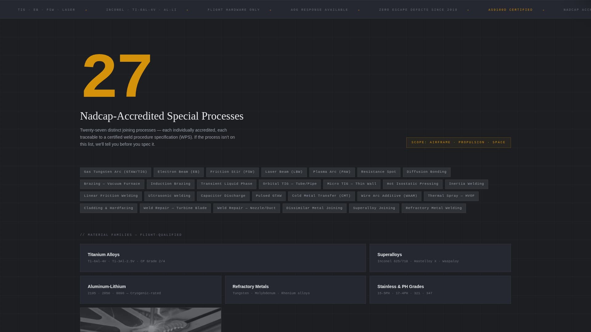 Aerospace Welding & Joining Services Website Template