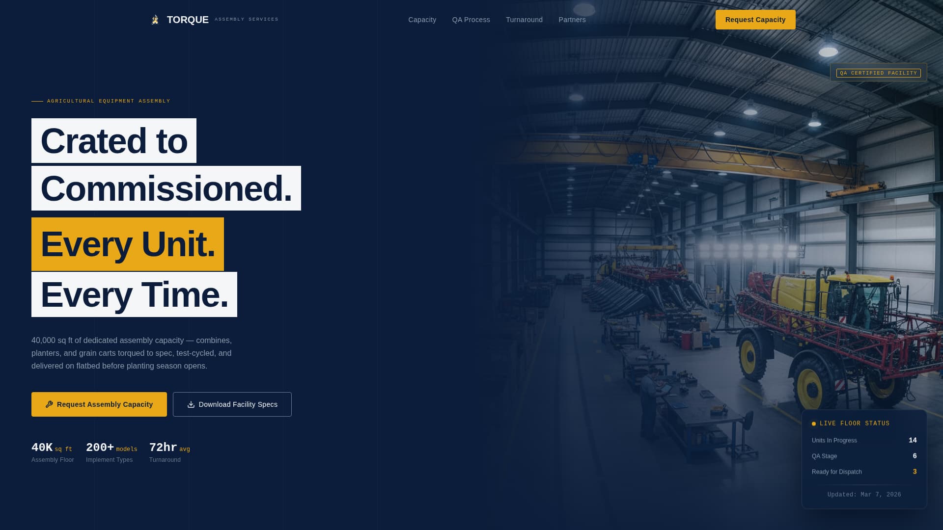 Specialist Agricultural Equipment Manufacturing Professional Website Template