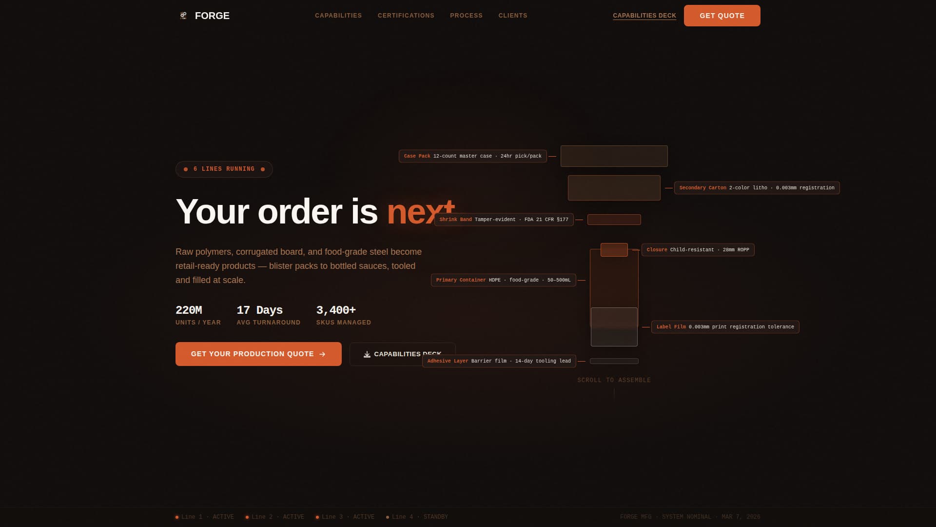 Consumer Goods Manufacturing Professional Website Template