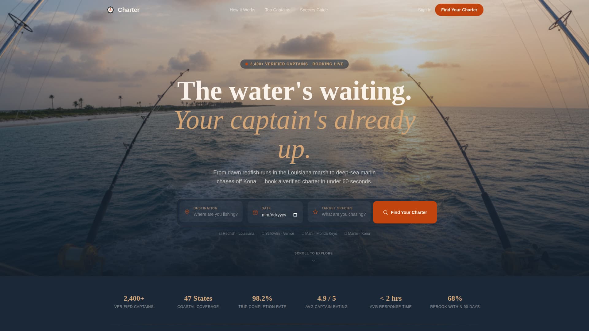 Fishing Charter Booking Website Template