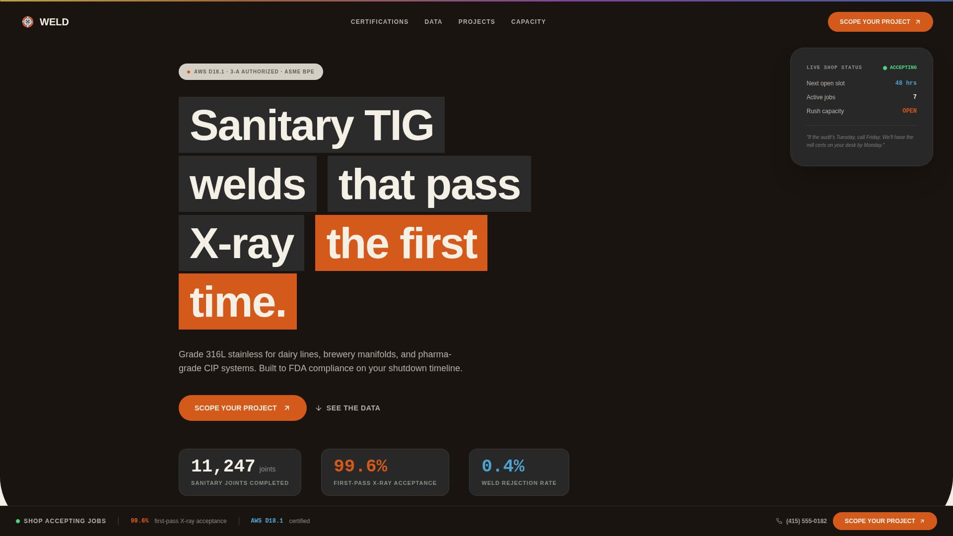 Food & Beverage Manufacturing Maintenance Website Template