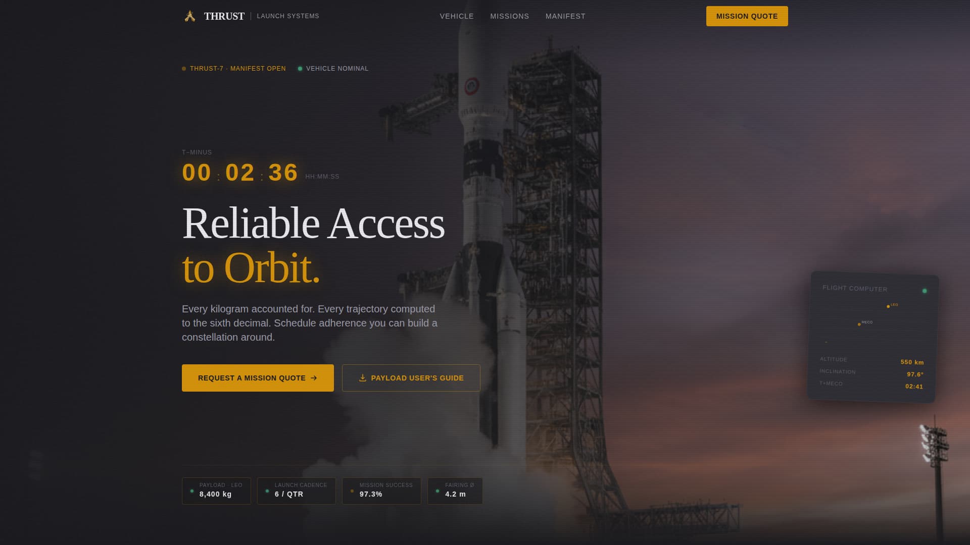 Thrust - Reliable Launchvehicle Landing Page Template
