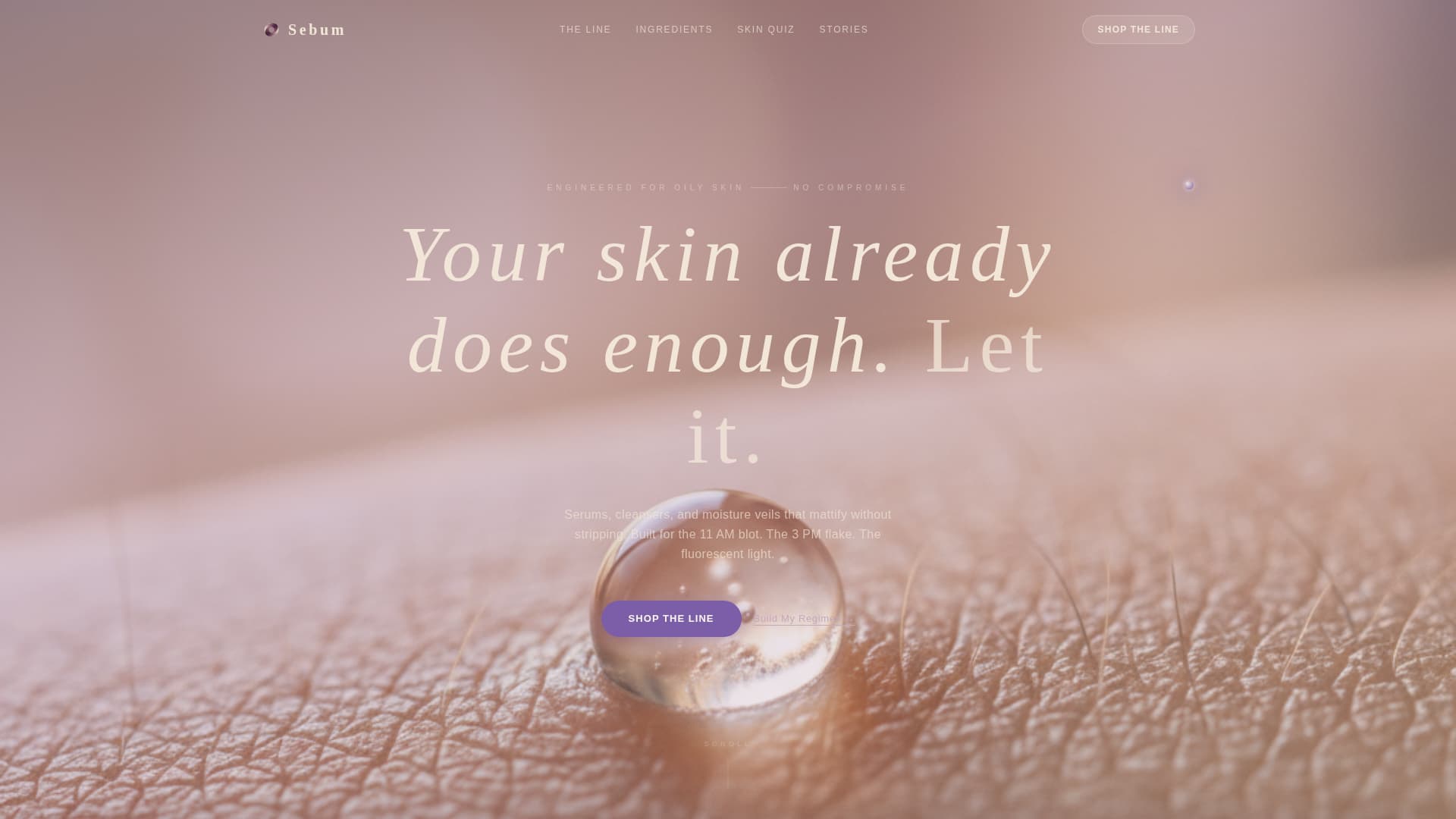 Sebum — Clinical Skincare Science Landing Page Template
