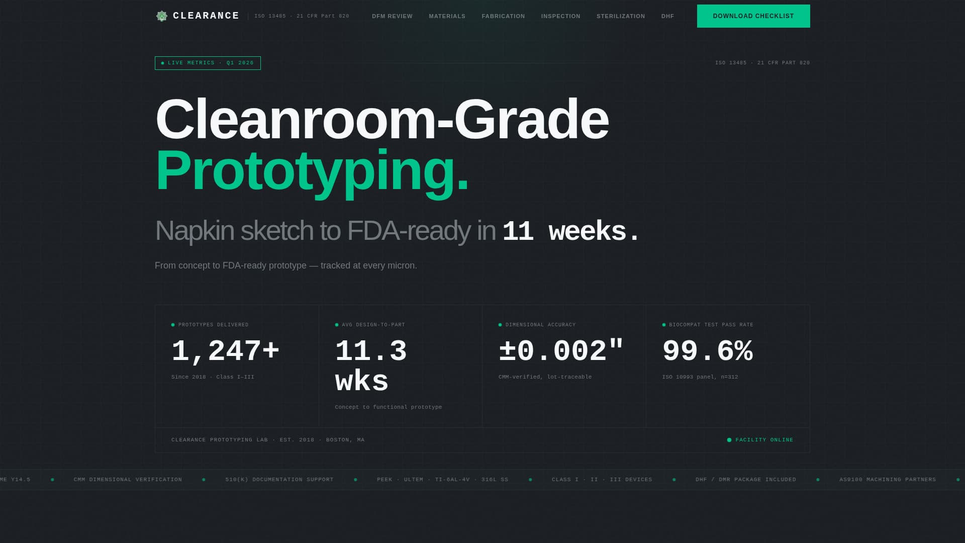 Medical Device Manufacturing Booking Website Template