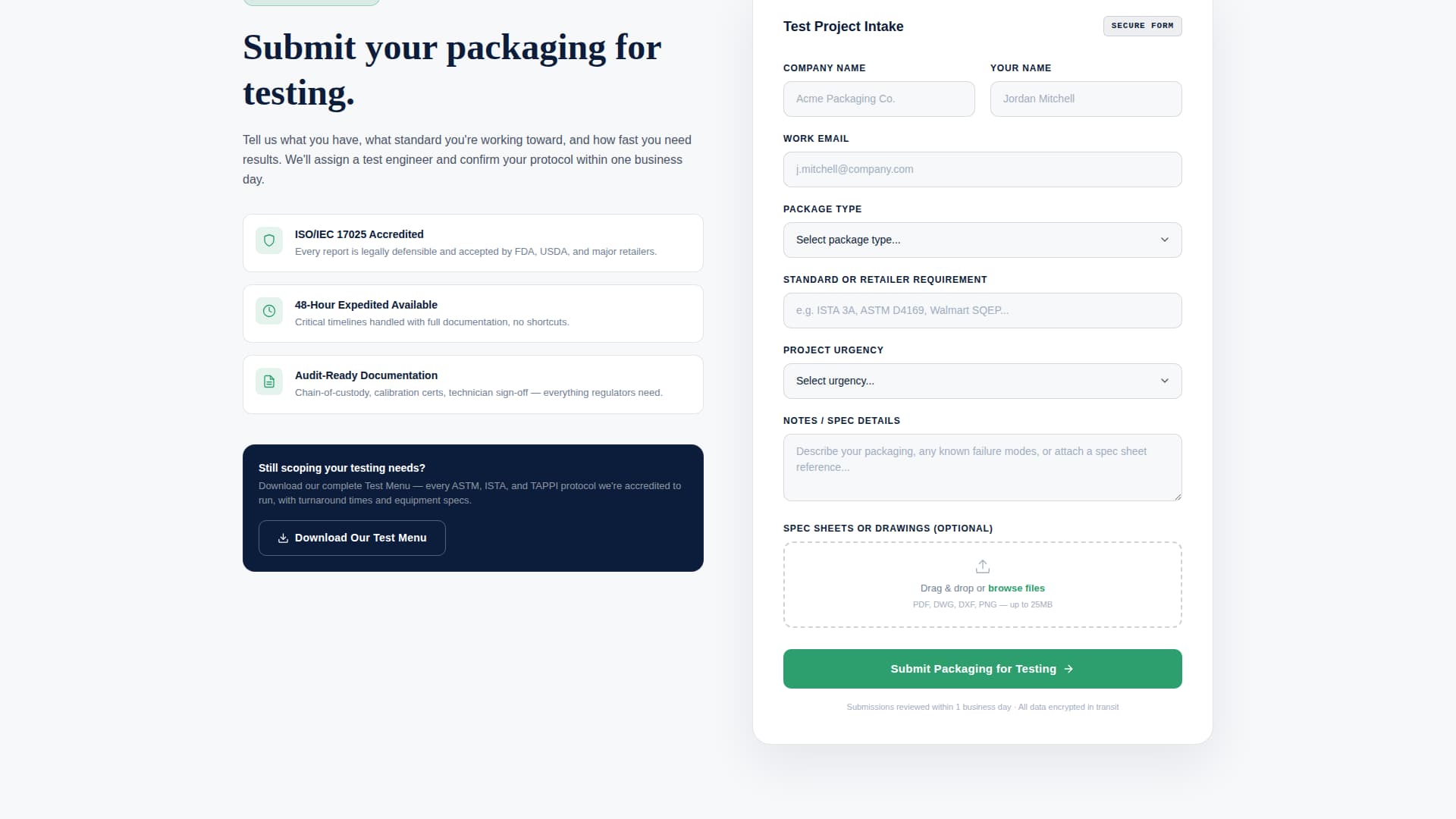 Packaging Manufacturing Advanced Pricing Website Template