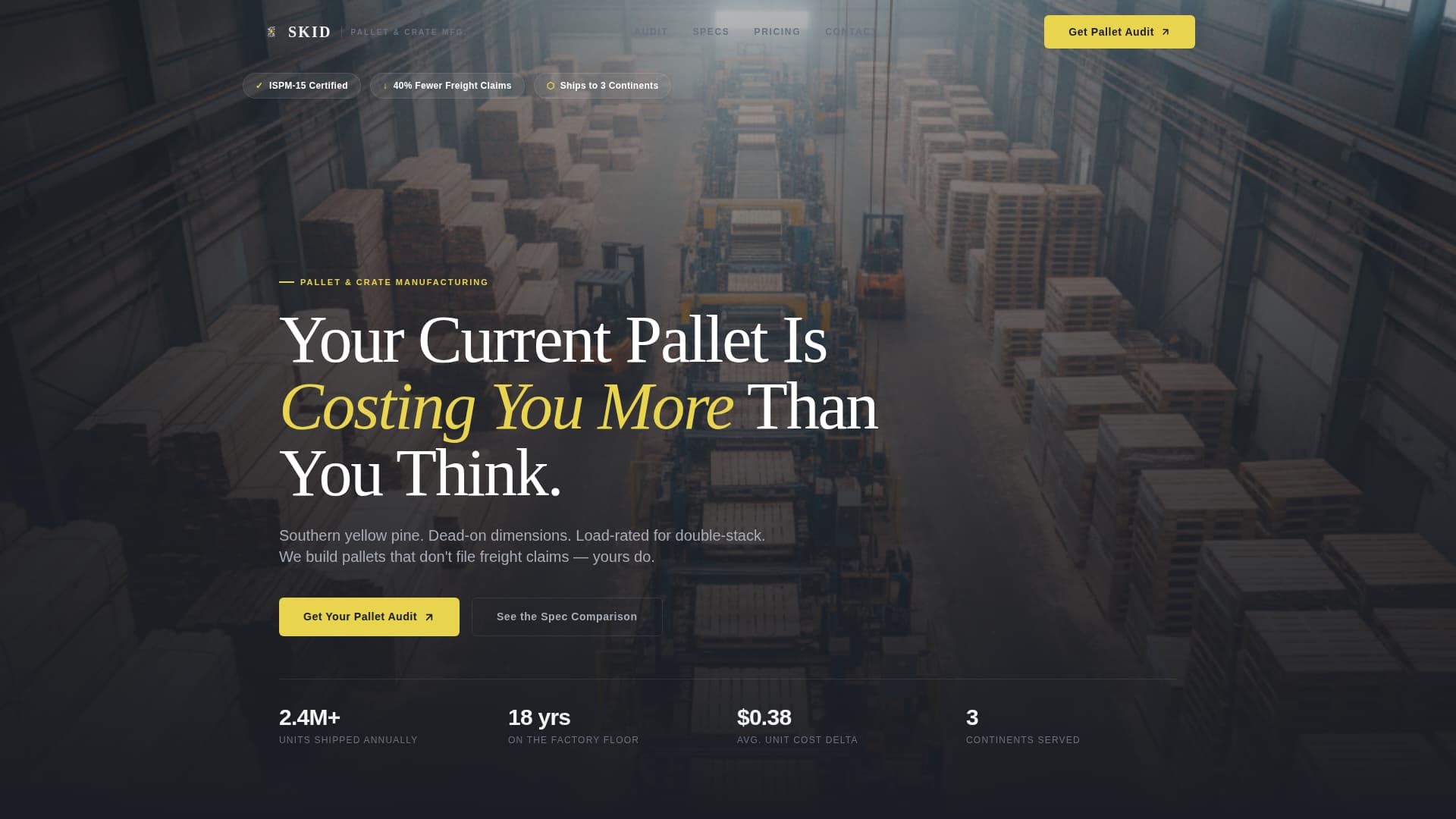 Wood & Furniture Manufacturing Specialist Pricing Website Template